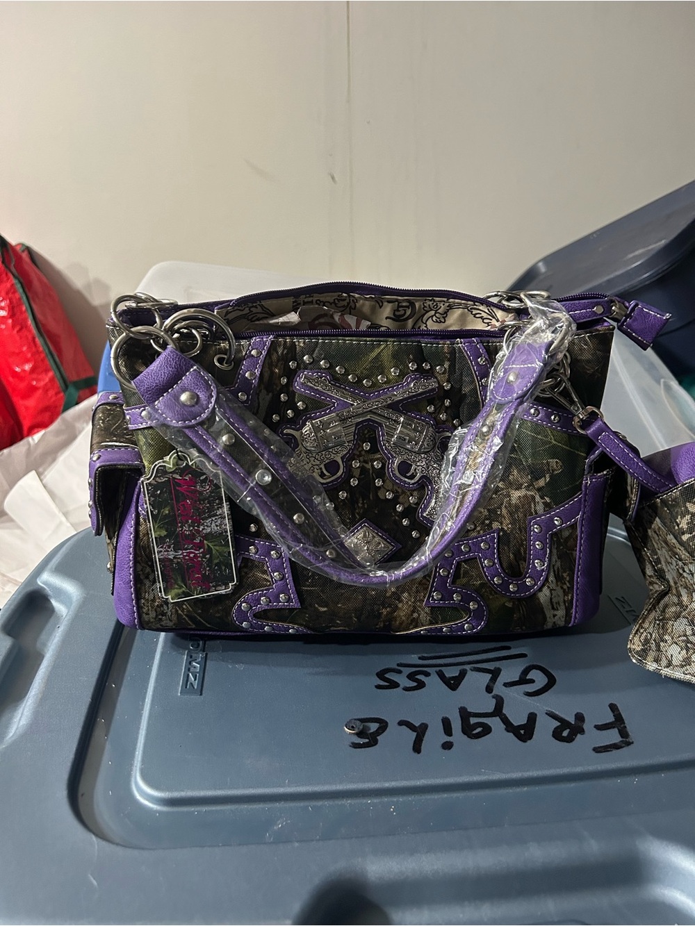 Purple Embellished Women's Shoulder Bag